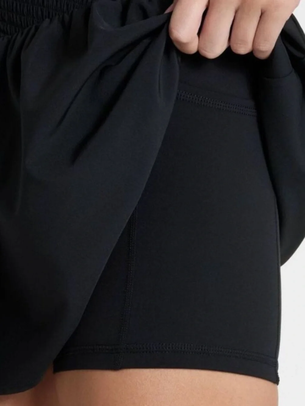 JoyLab Black Smocked Activewear Dress w/ Built-In Shorts Size Medium